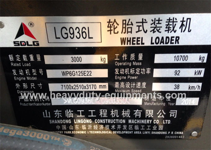 Marke des Laders LG936L SDLG des Rad-3tons mit weichai Deutz-Maschine und SDLG-Achse steuern Steuerung